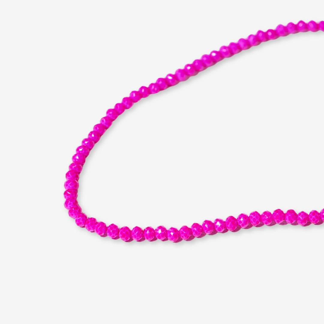 Hayden Solid Single Strand Crystal Necklace With Tassel Hot Pink Wholesale