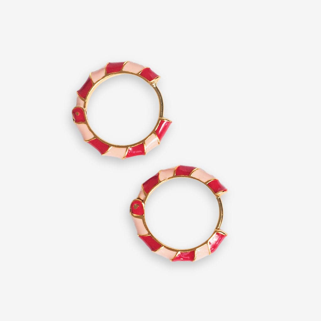 Pippa Twisted Colorblock Enamel Hoop Earrings Red and Blush Wholesale