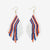 Haley Game Day Falling Lines Beaded Fringe Earrings Navy and Orange Wholesale