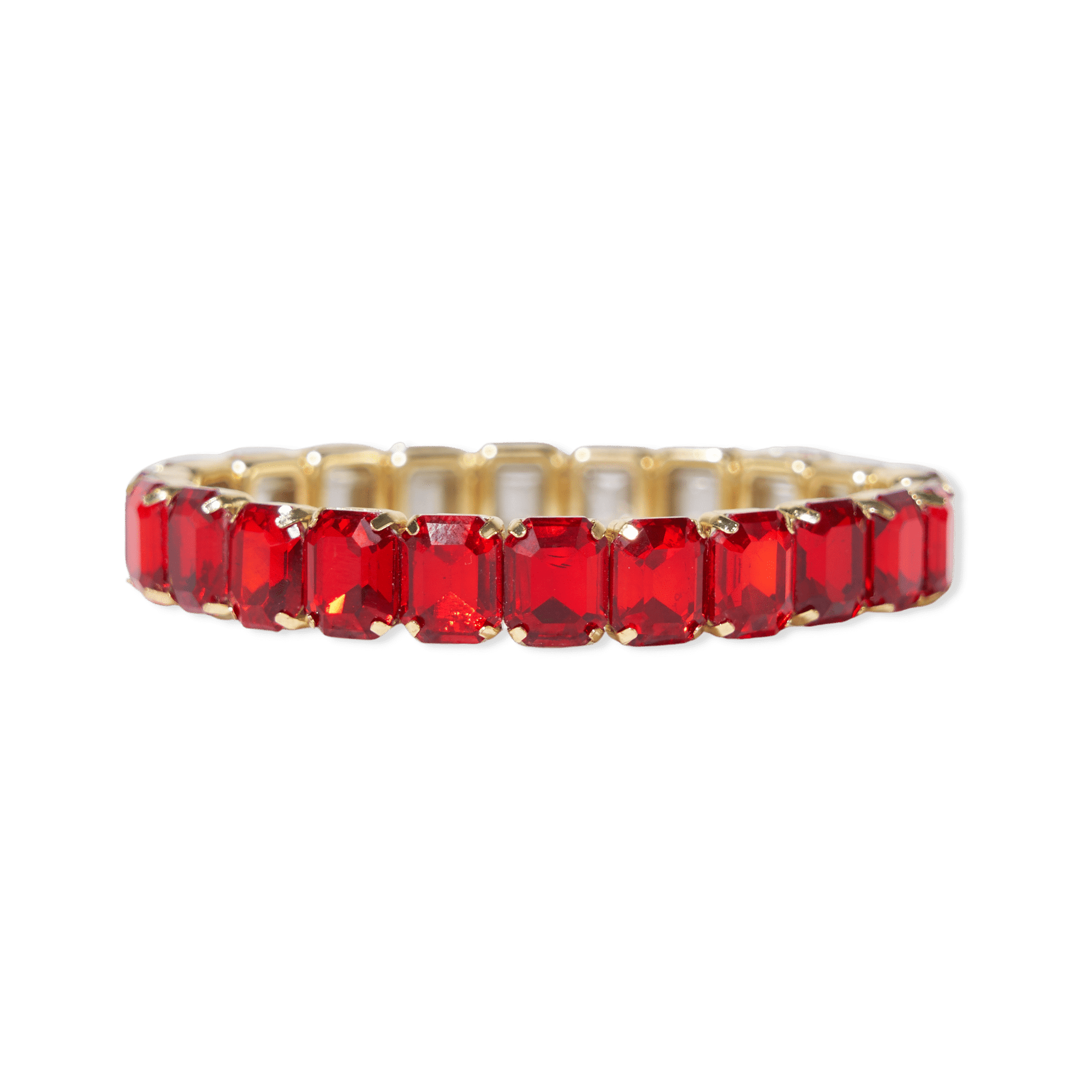Etta Small Rectangle Stone Stretch Bracelet Red Wholesale