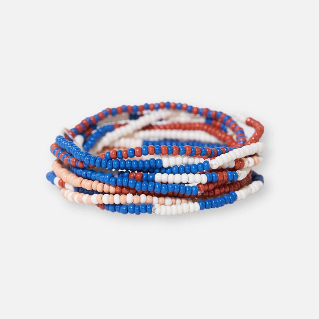 Sage Mixed Stripe Beaded 10 Strand Stretch Bracelet Set Sedona Wholesale