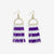 Allison Game Day Horizontal Stripes Beaded Fringe Earrings Purple and White Wholesale