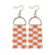 Allison Checked Beaded Fringe Earrings Orange and White Wholesale