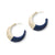 Harper Color Block Hoop Earrings Cream and Navy Wholesale
