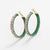 Holly Two-Color Woven Raffia Hoops Kelly Green and Pink Wholesale