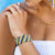 Kenzie Game Day Diagonal Stripes Beaded Stretch Bracelet Navy and Yellow Wholesale