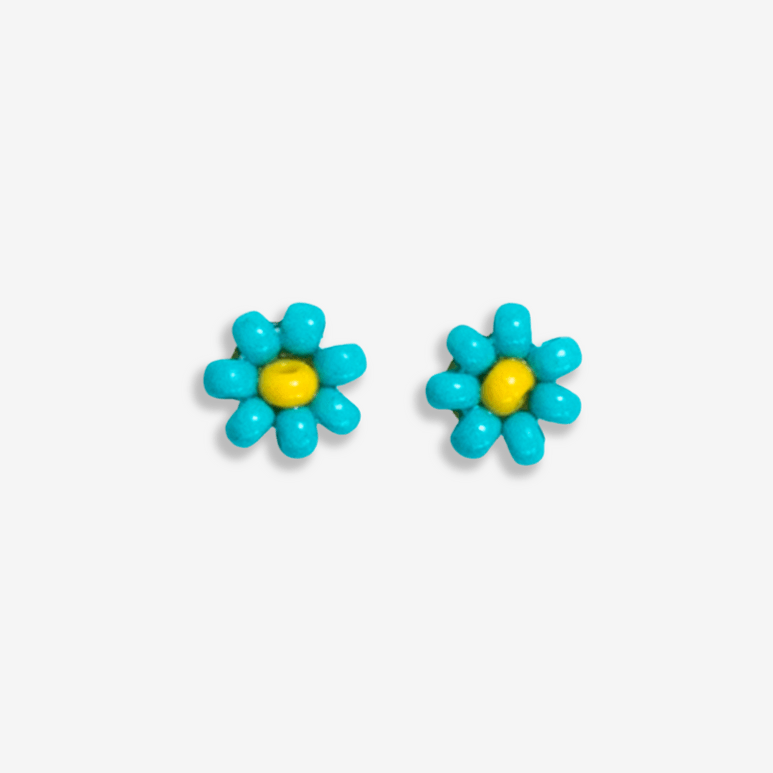 Tina Two Color Beaded Post Earrings Turquoise Wholesale