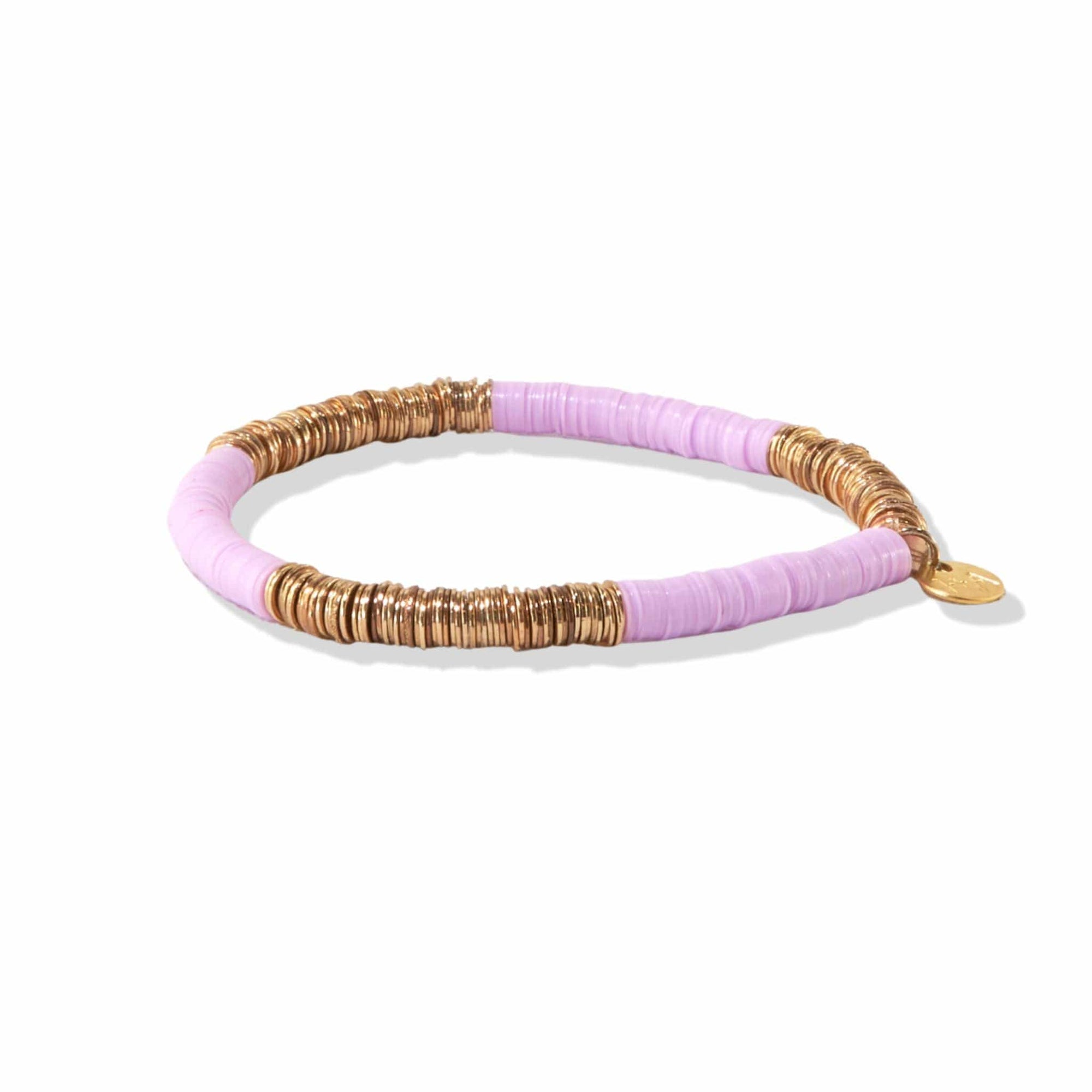 Grace Two Color Block Stretch Bracelet Lilac and Gold Wholesale