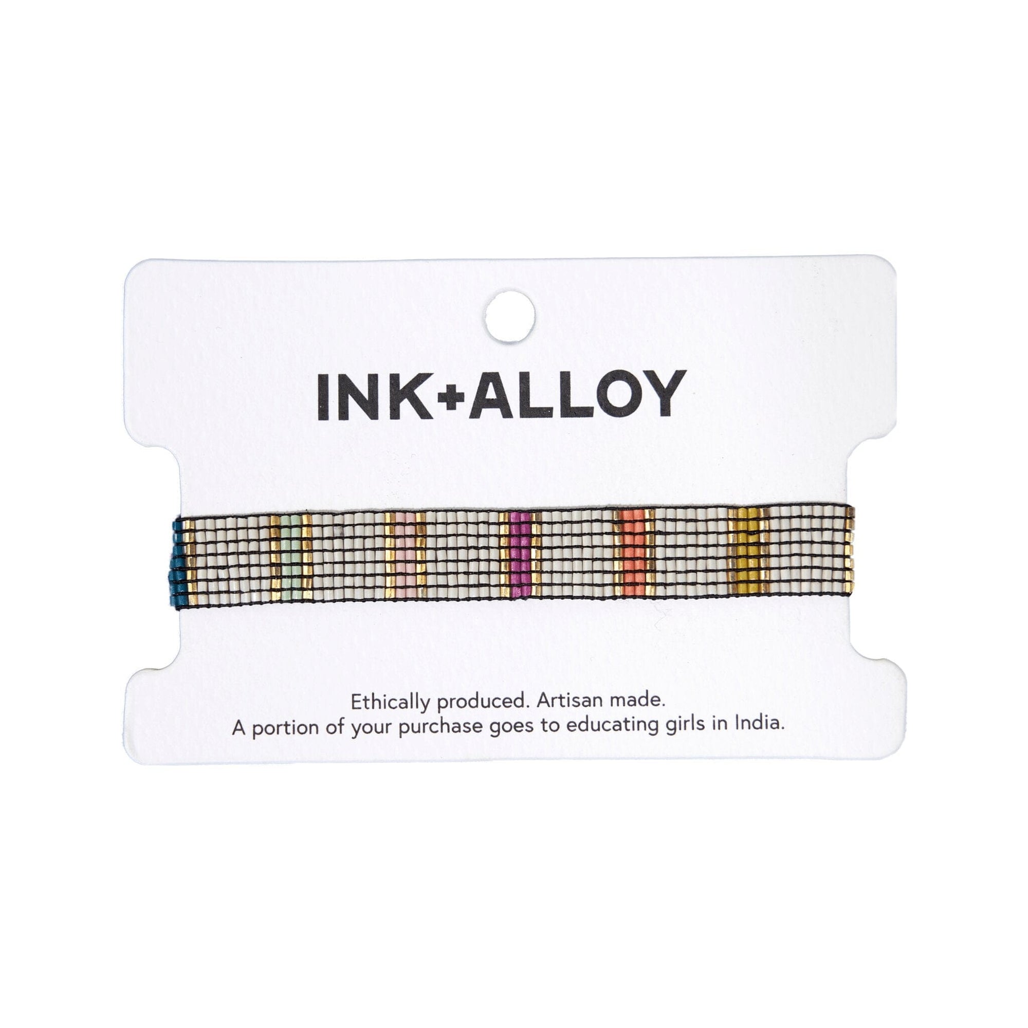Alex Vertical Lines Beaded Stretch Bracelet Rainbow Wholesale