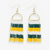 Allison Game Day Horizontal Stripes Beaded Fringe Earrings Green and Yellow Wholesale