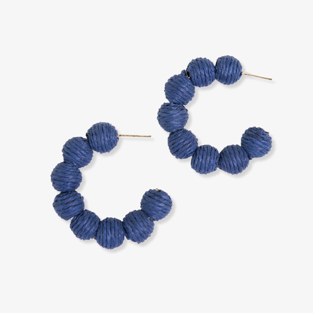 Leila Solid Hoop Earrings Navy Wholesale