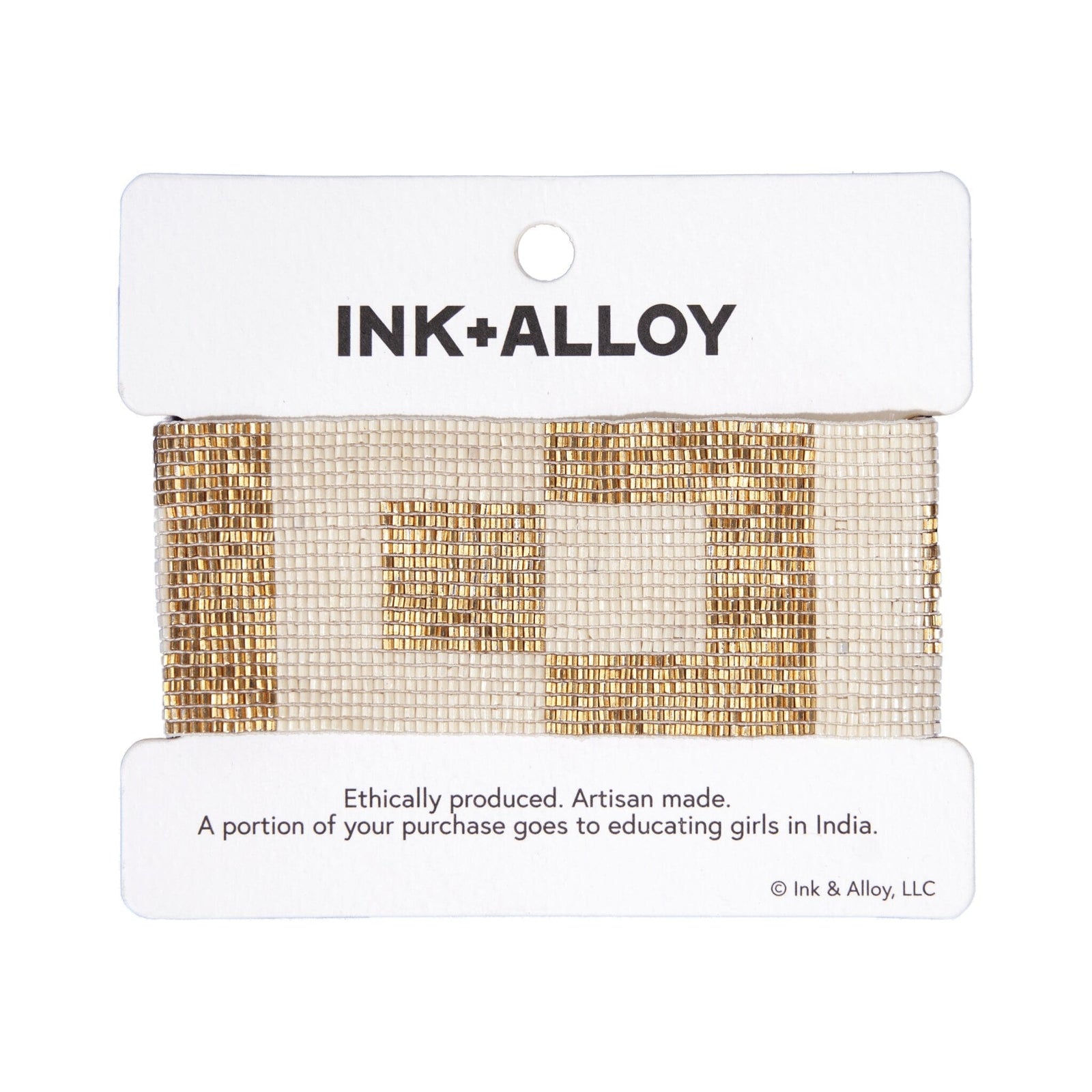 Brooklyn Two Color Squares Beaded Stretch Bracelet Gold Wholesale