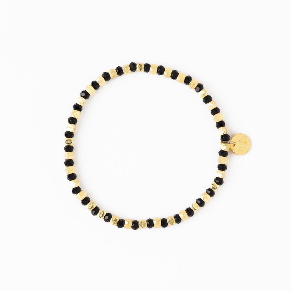 Louise Crystal Stretch Bracelet Black + Gold Wholesale