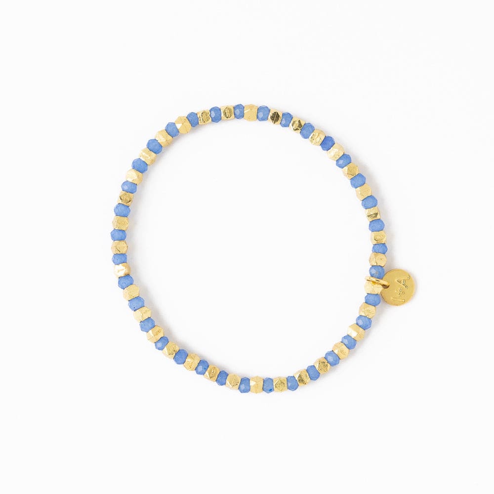 Louise Crystal Stretch Bracelet Blue + Gold Wholesale