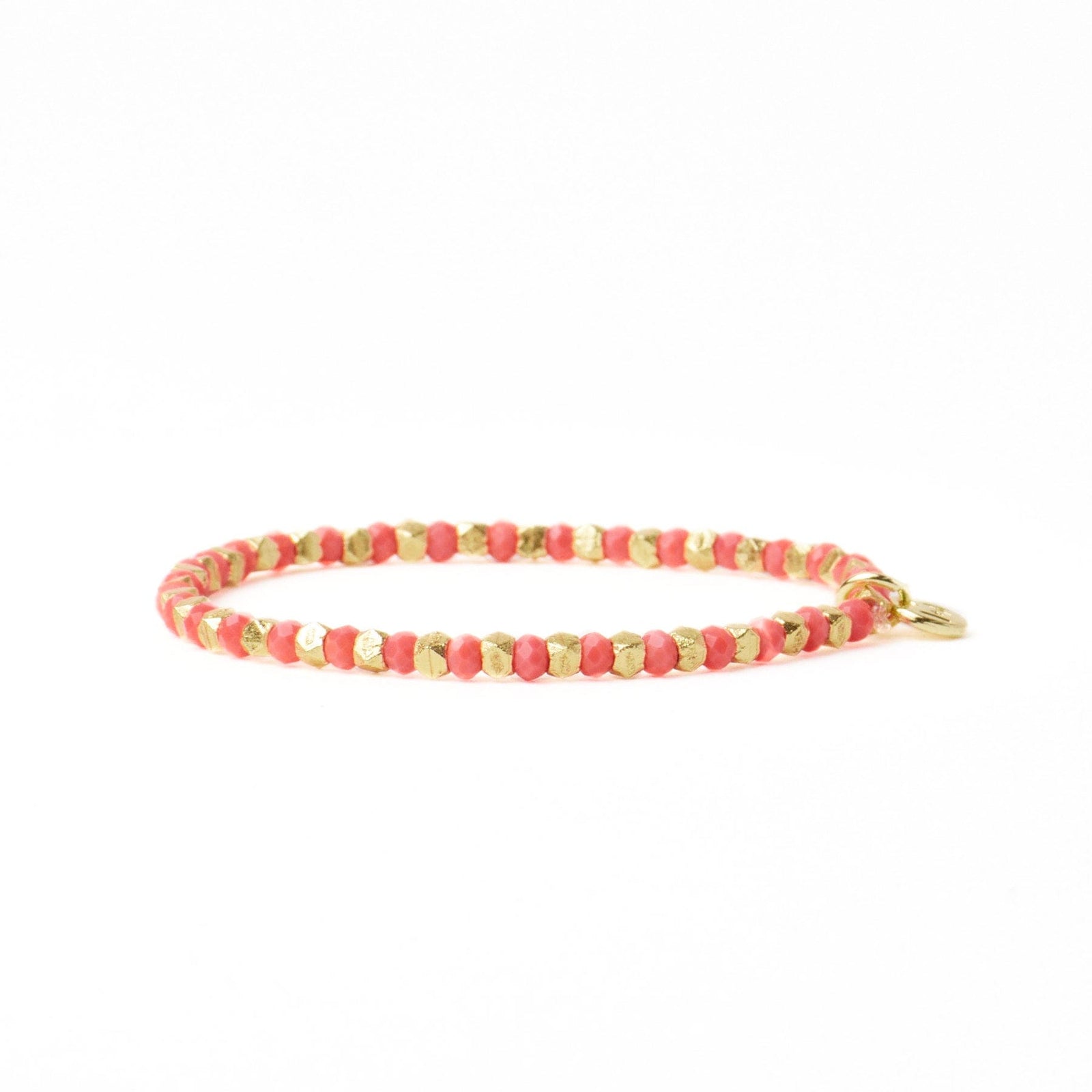 Louise Crystal Stretch Bracelet Coral + Gold Wholesale