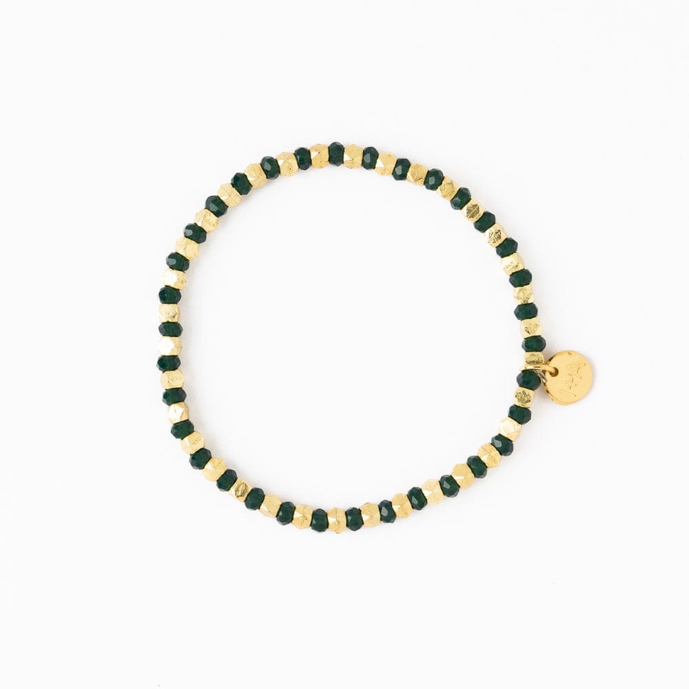Louise Crystal Stretch Bracelet Green + Gold Wholesale