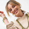Louise Crystal Stretch Bracelet Green + Gold Wholesale