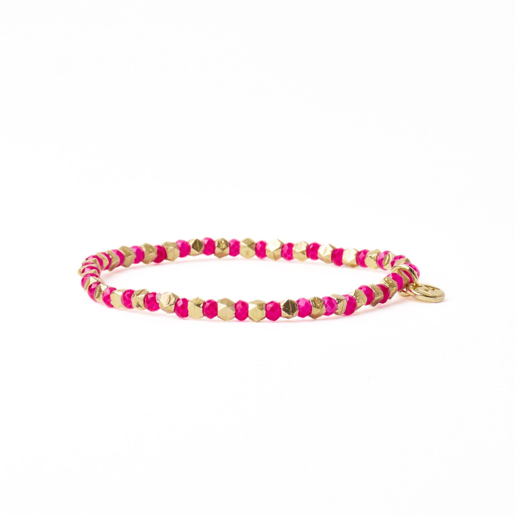 Louise Crystal Stretch Bracelet Hot Pink + Gold Wholesale