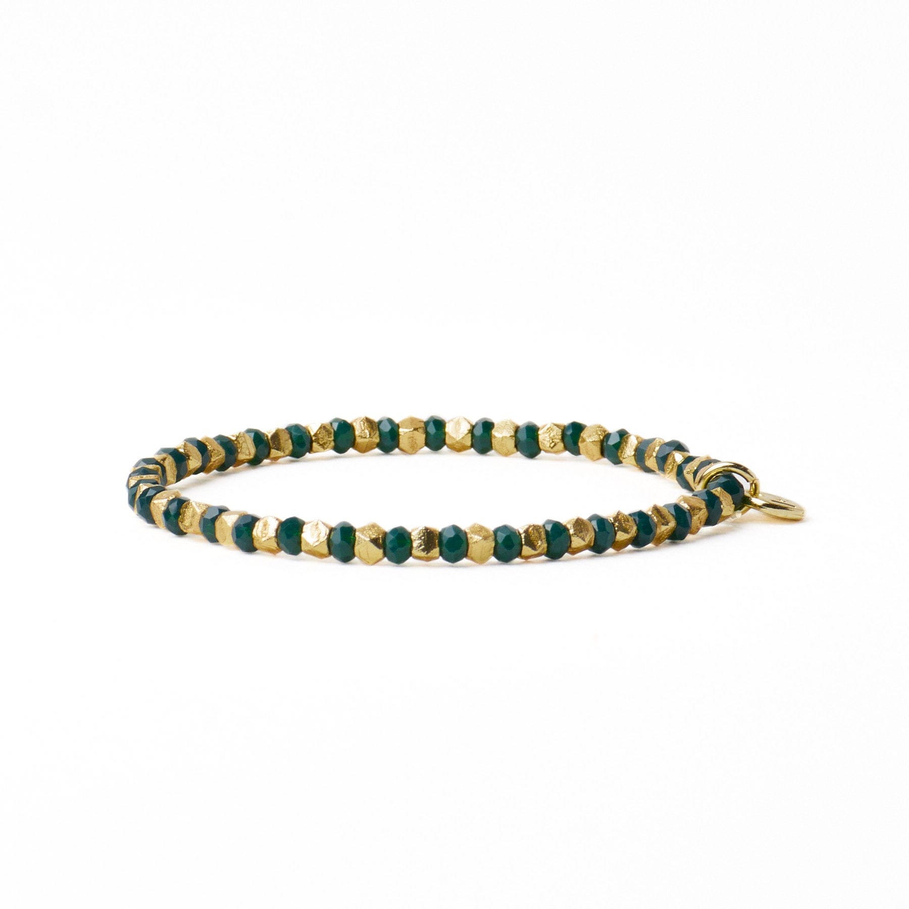 Louise Crystal Stretch Bracelet Kelly Green + Gold Wholesale