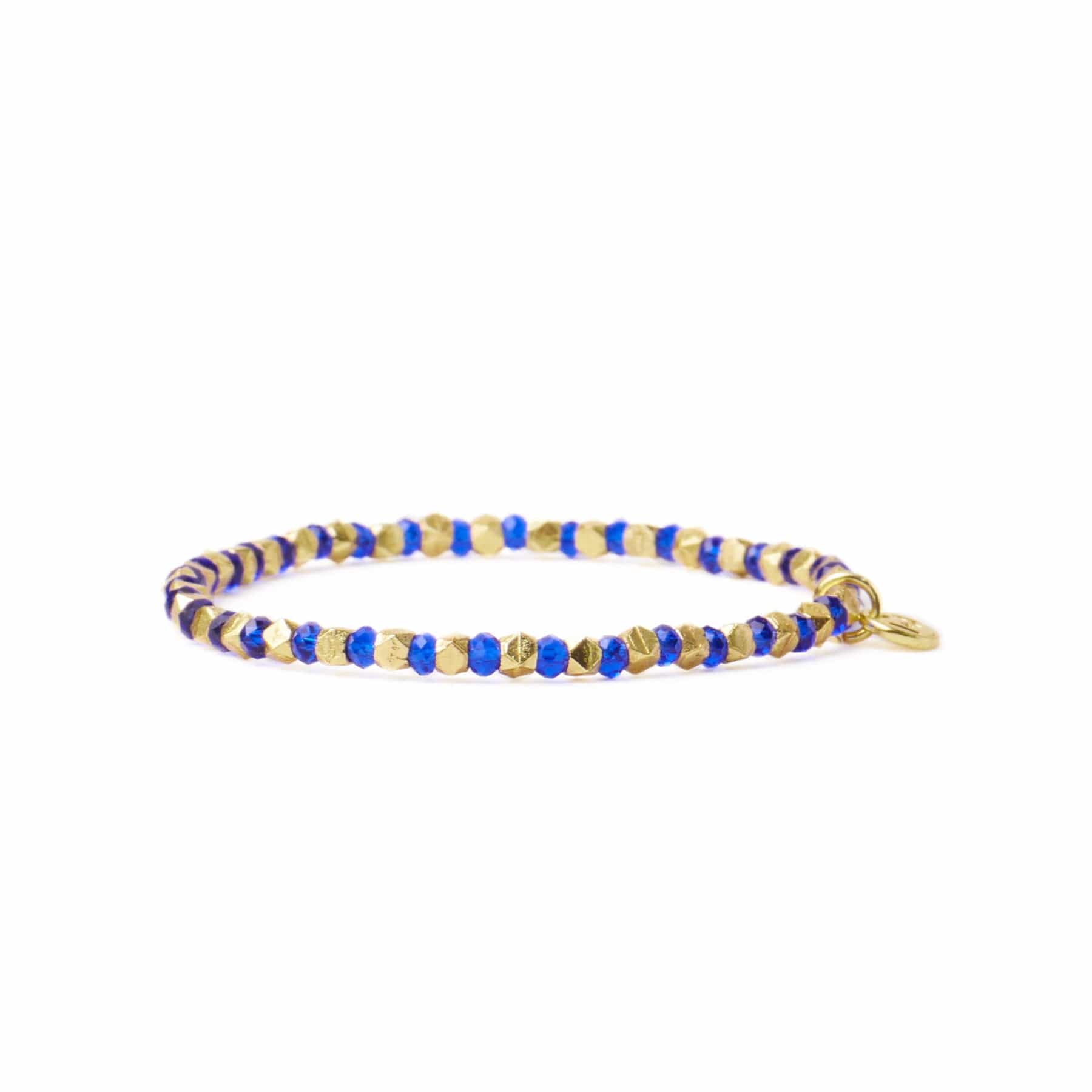 Louise Crystal Stretch Bracelet Lapis + Gold Wholesale