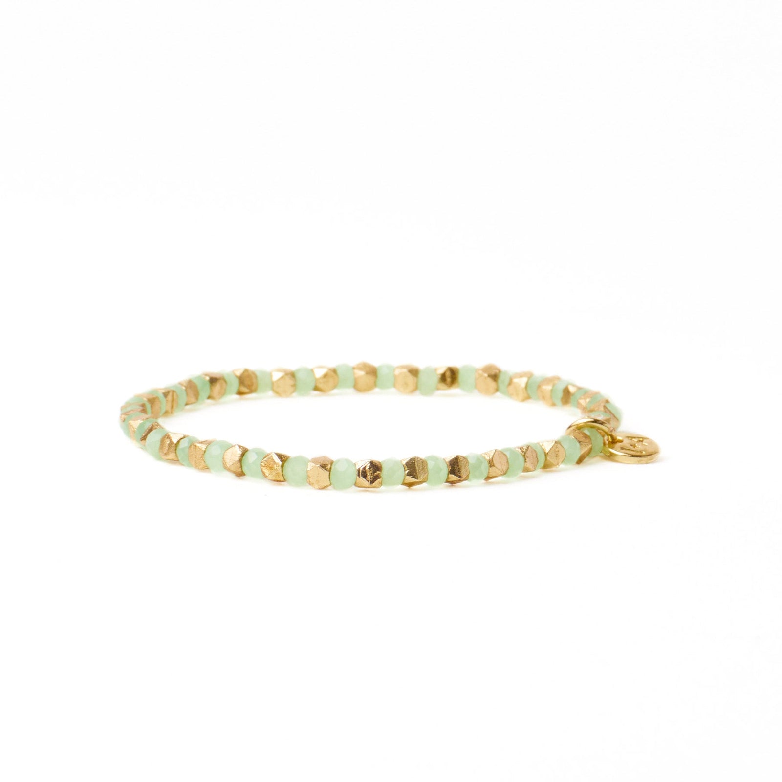 Louise Crystal Stretch Bracelet Mint + Gold Wholesale