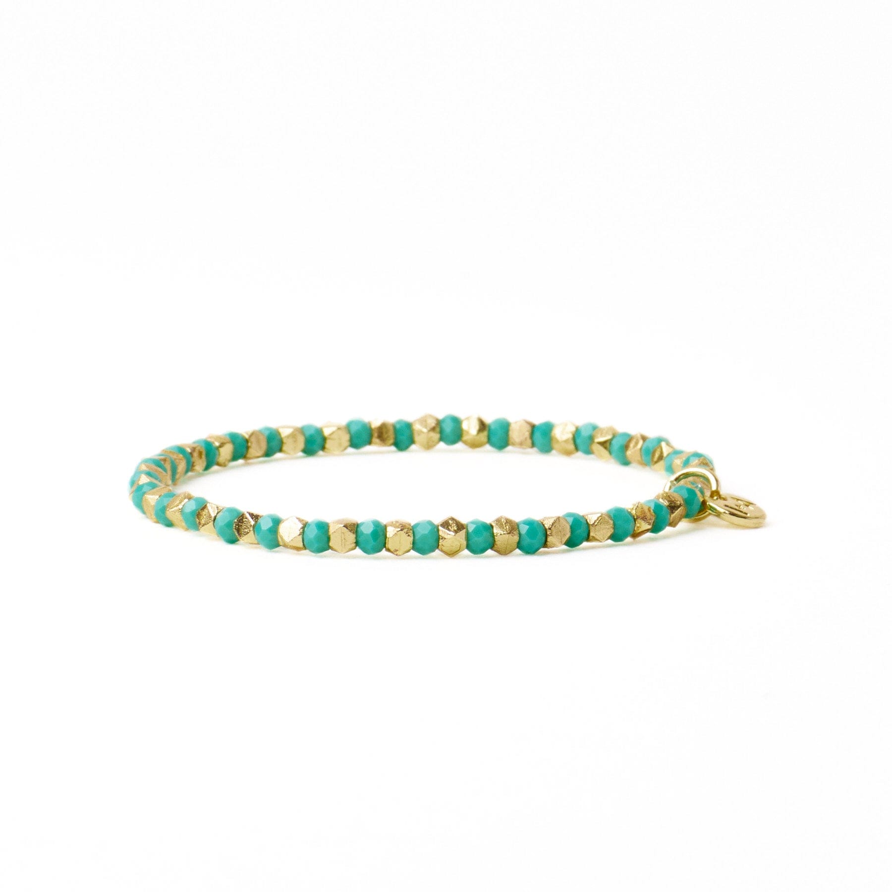 Louise Crystal Stretch Bracelet Teal + Gold Wholesale