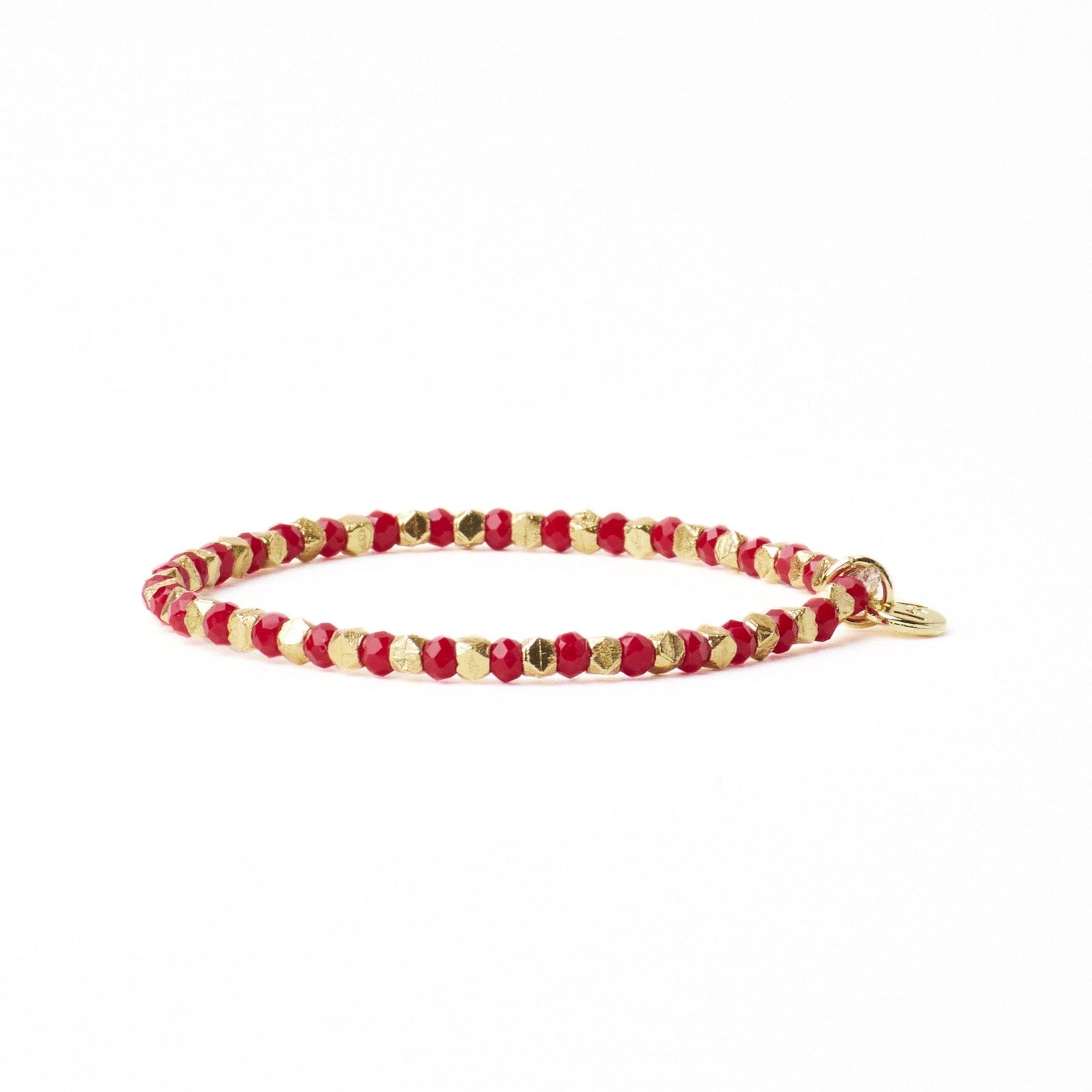 Louise Crystal Stretch Bracelet Tomato + Gold Wholesale