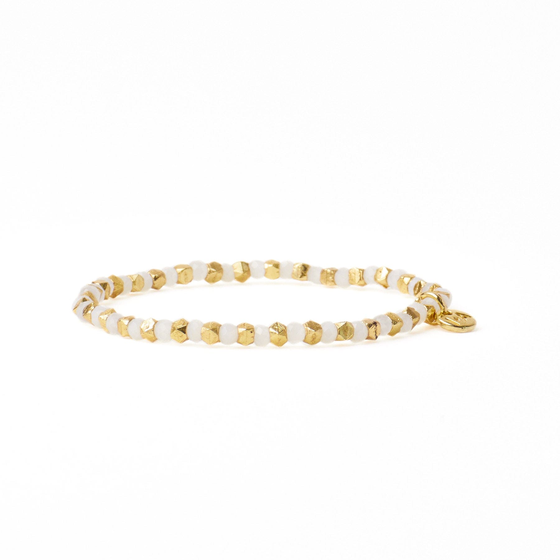 Louise Crystal Stretch Bracelet White + Gold Wholesale