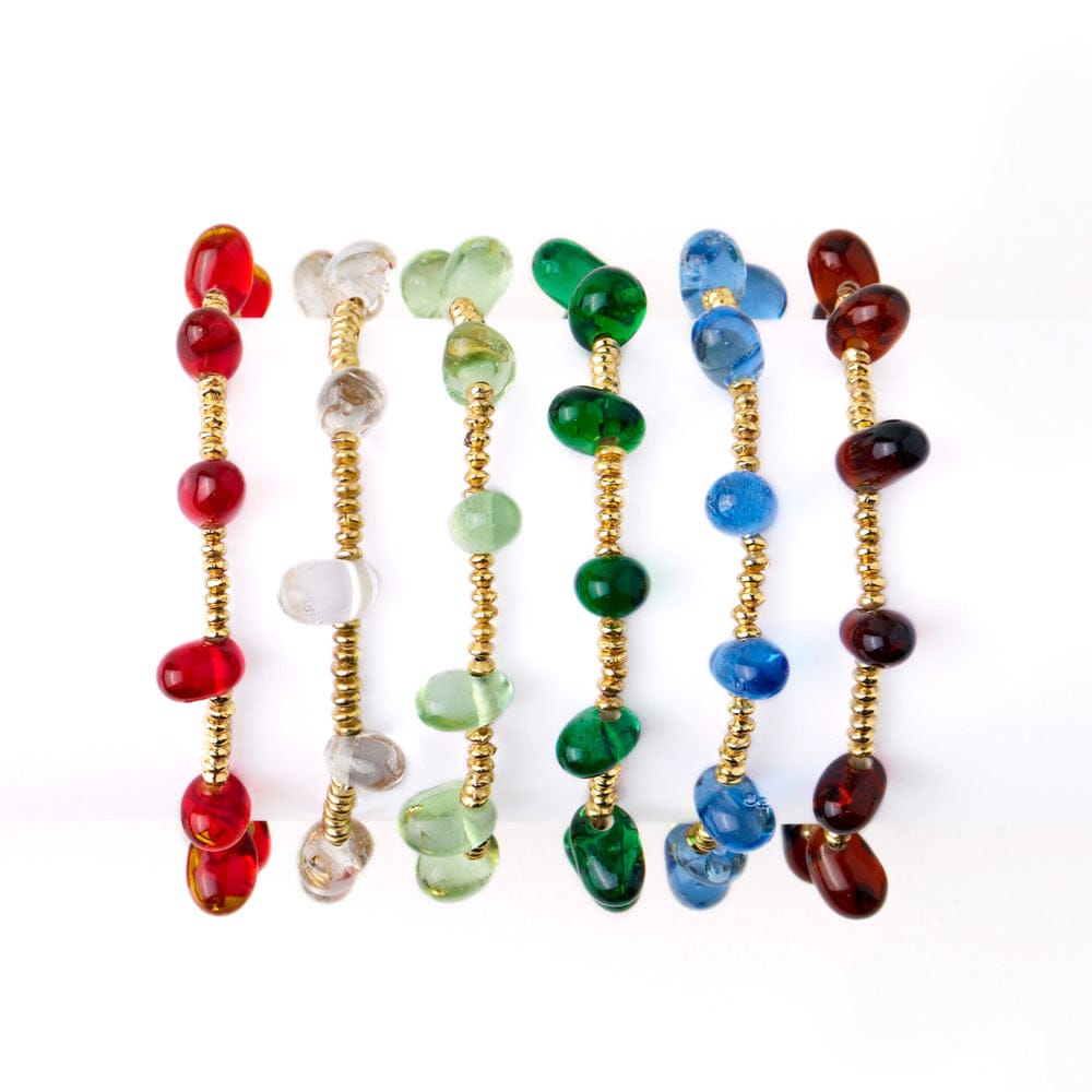 Hope Brass Stretch Bracelet With Glass Beads Clear Wholesale