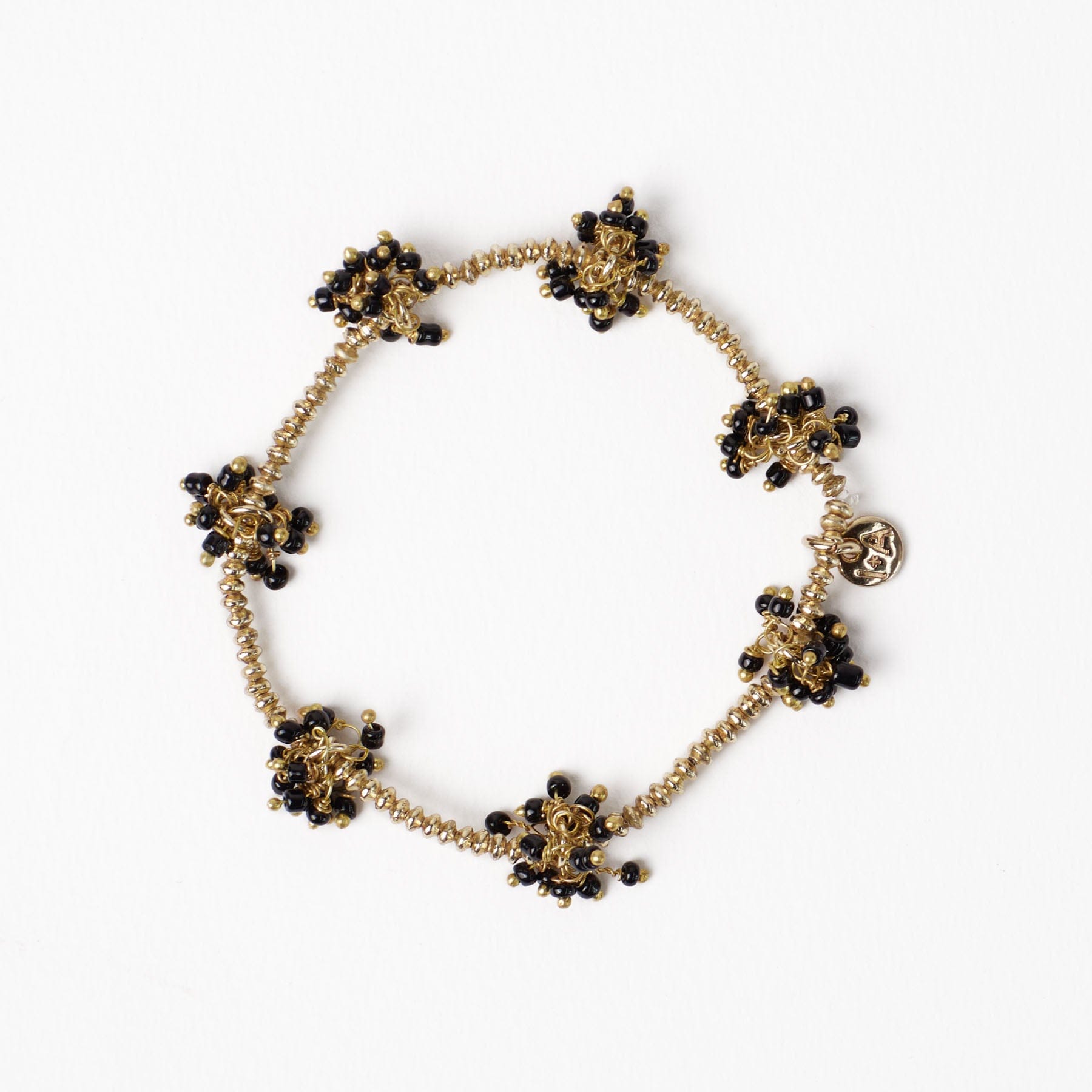 Kate Glass Cluster Beads Stretch Bracelet Black Wholesale