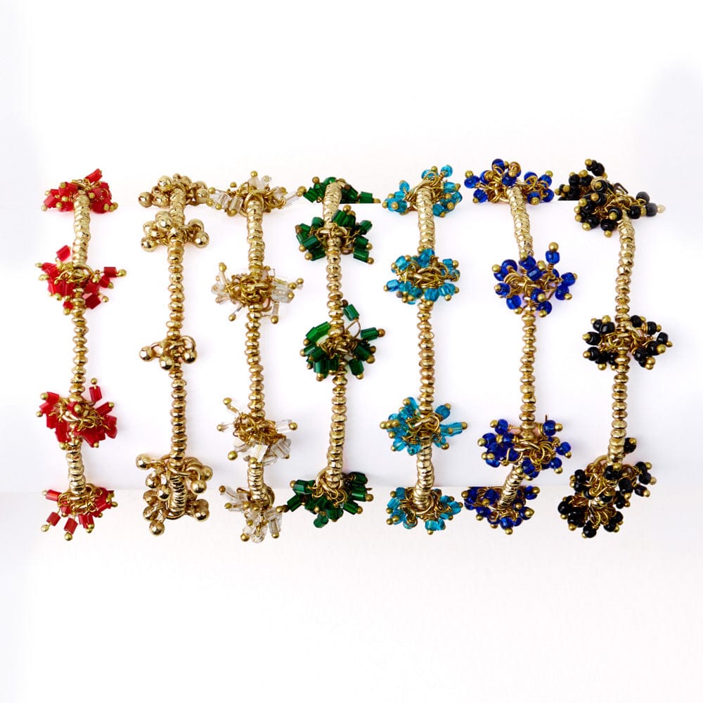 Kate Glass Cluster Beads Stretch Bracelet Dark Green Wholesale