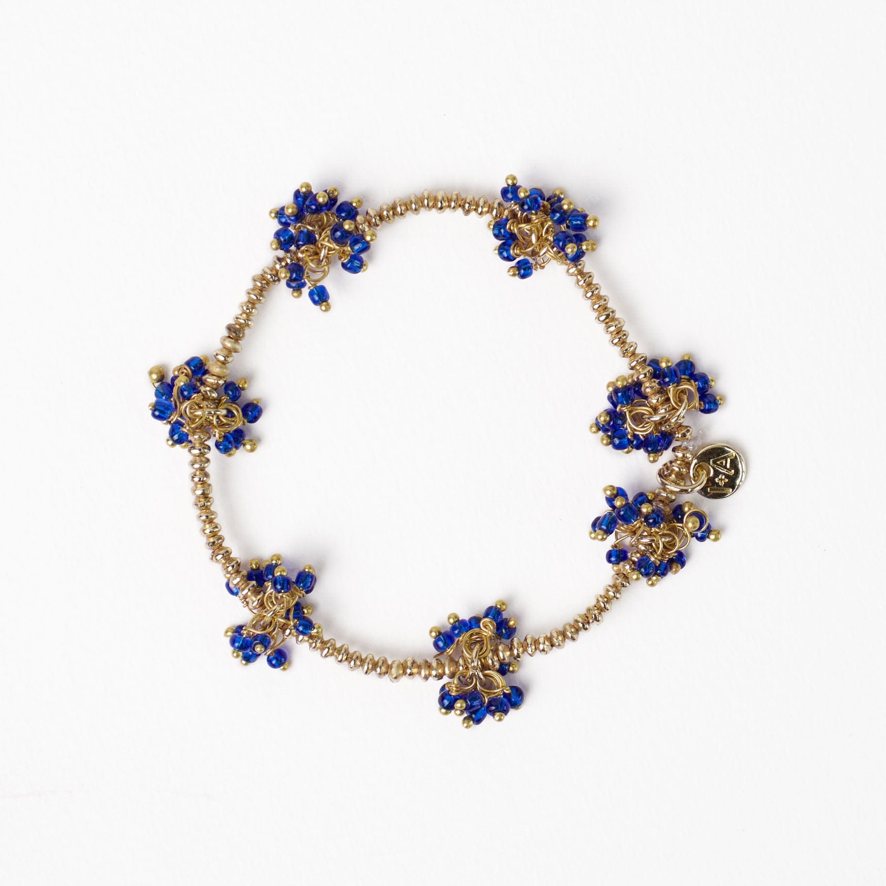 Kate Glass Cluster Beads Stretch Bracelet Royal Blue Wholesale