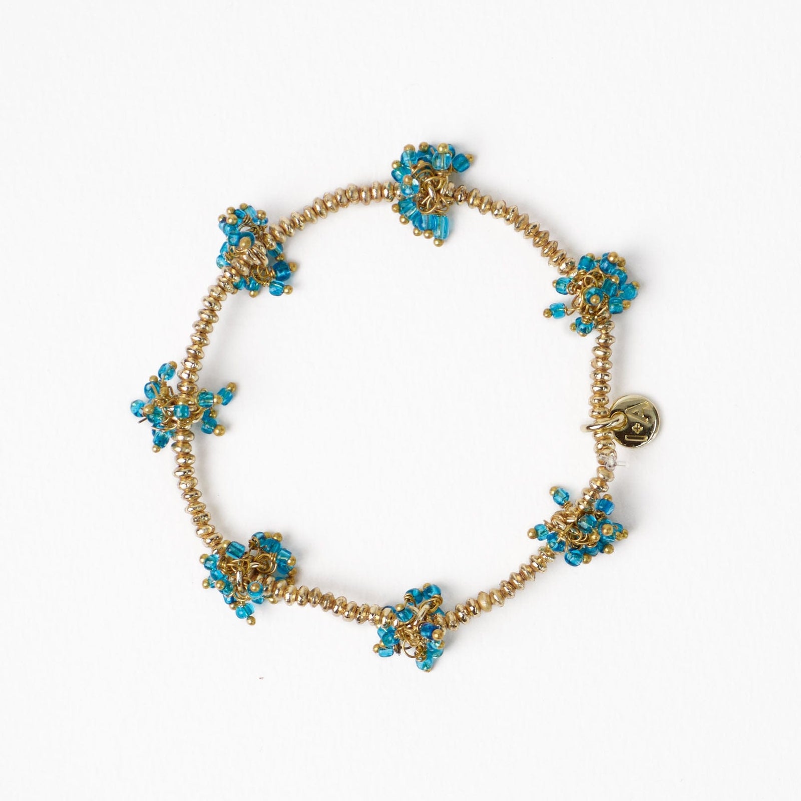 Kate Glass Cluster Beads Stretch Bracelet Aqua Wholesale