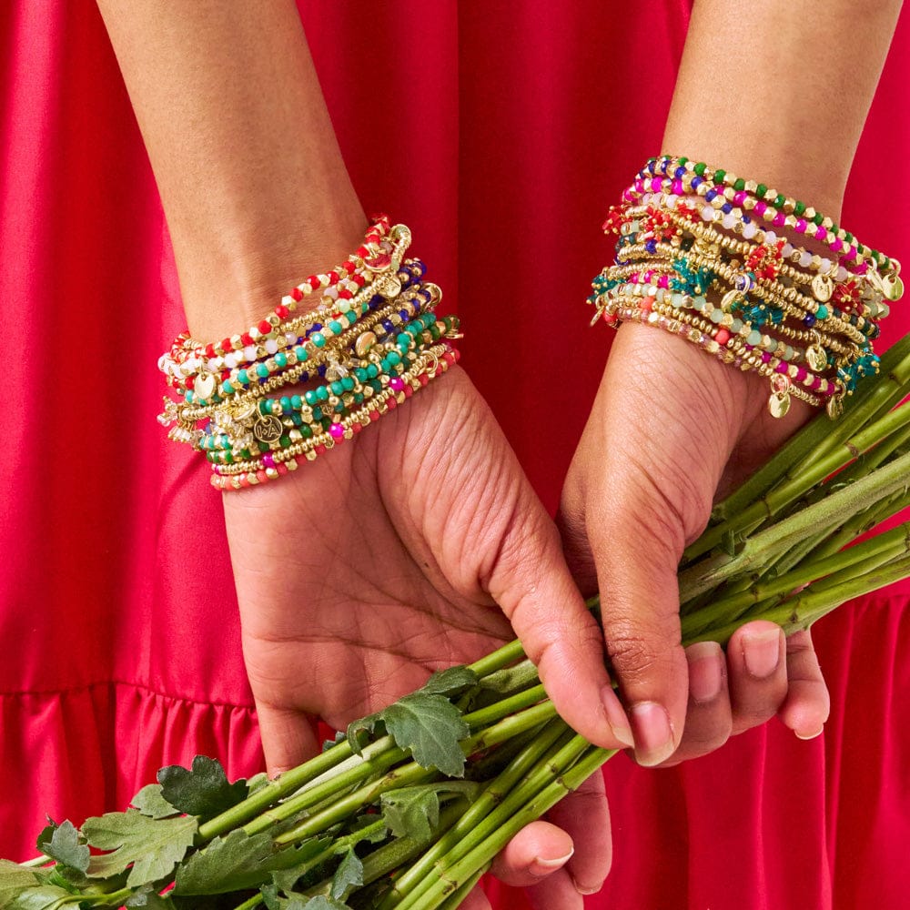 Kate Glass Cluster Beads Stretch Bracelet Aqua Wholesale