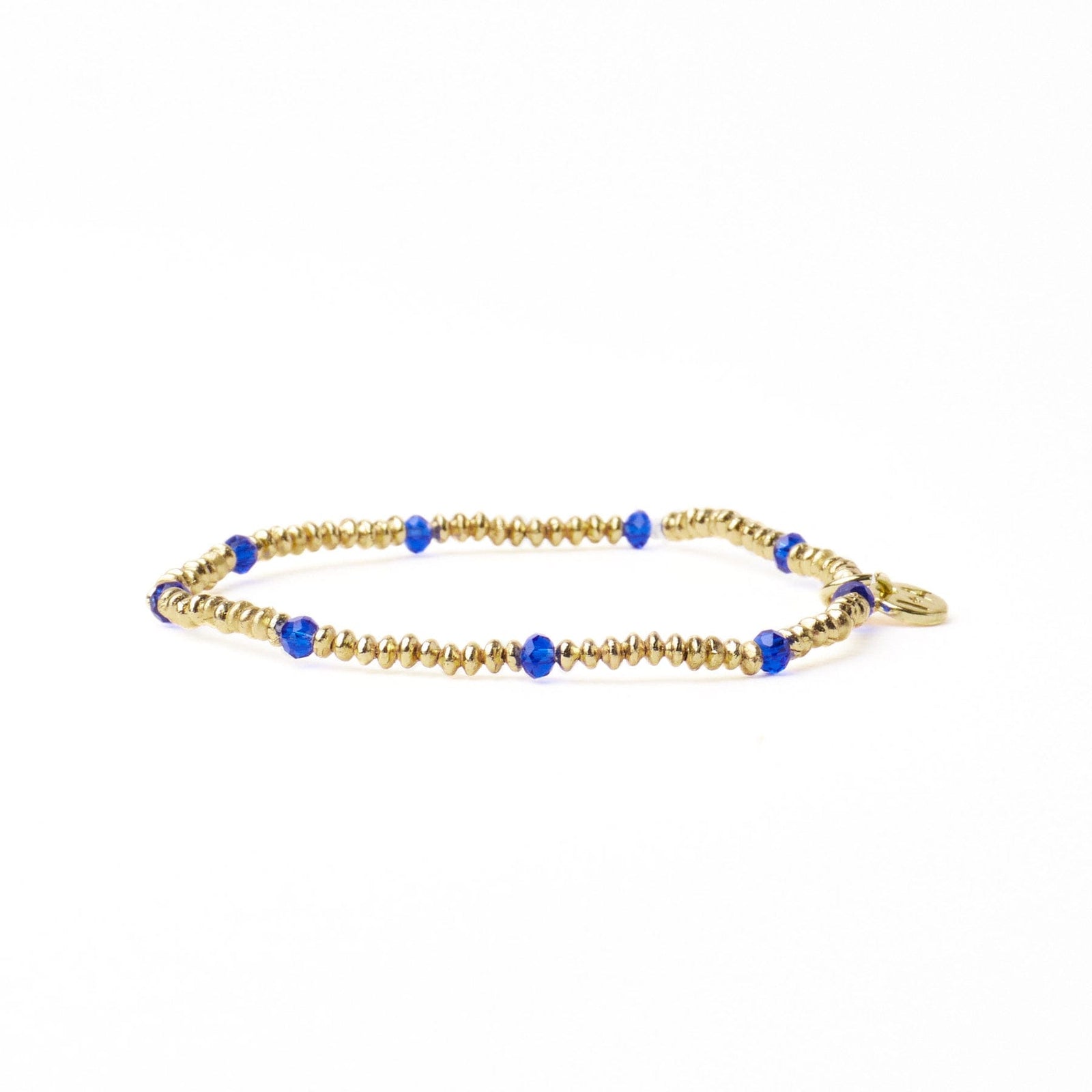 Ashley Small Brass + Crystal Stretch Bracelet Lapis + Gold Wholesale