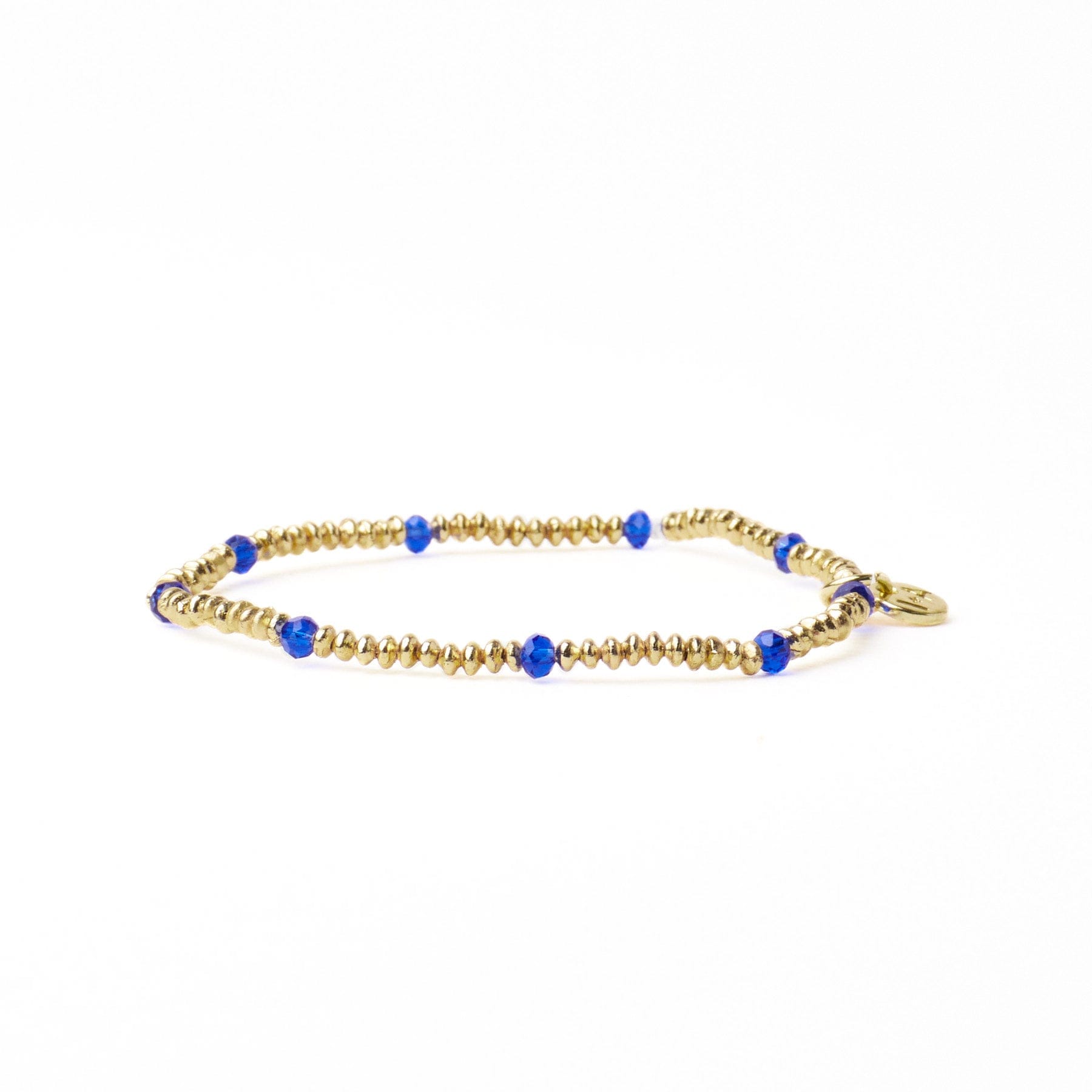 Ashley Small Brass + Crystal Stretch Bracelet Lapis + Gold Wholesale