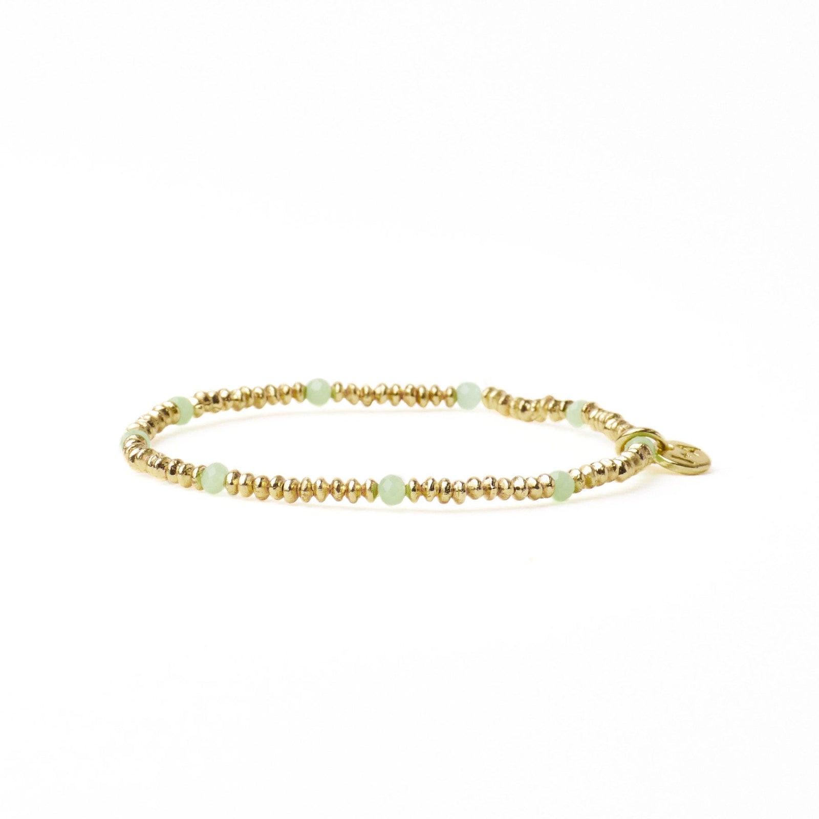 Ashley Small Brass + Crystal Stretch Bracelet Mint + Gold Wholesale