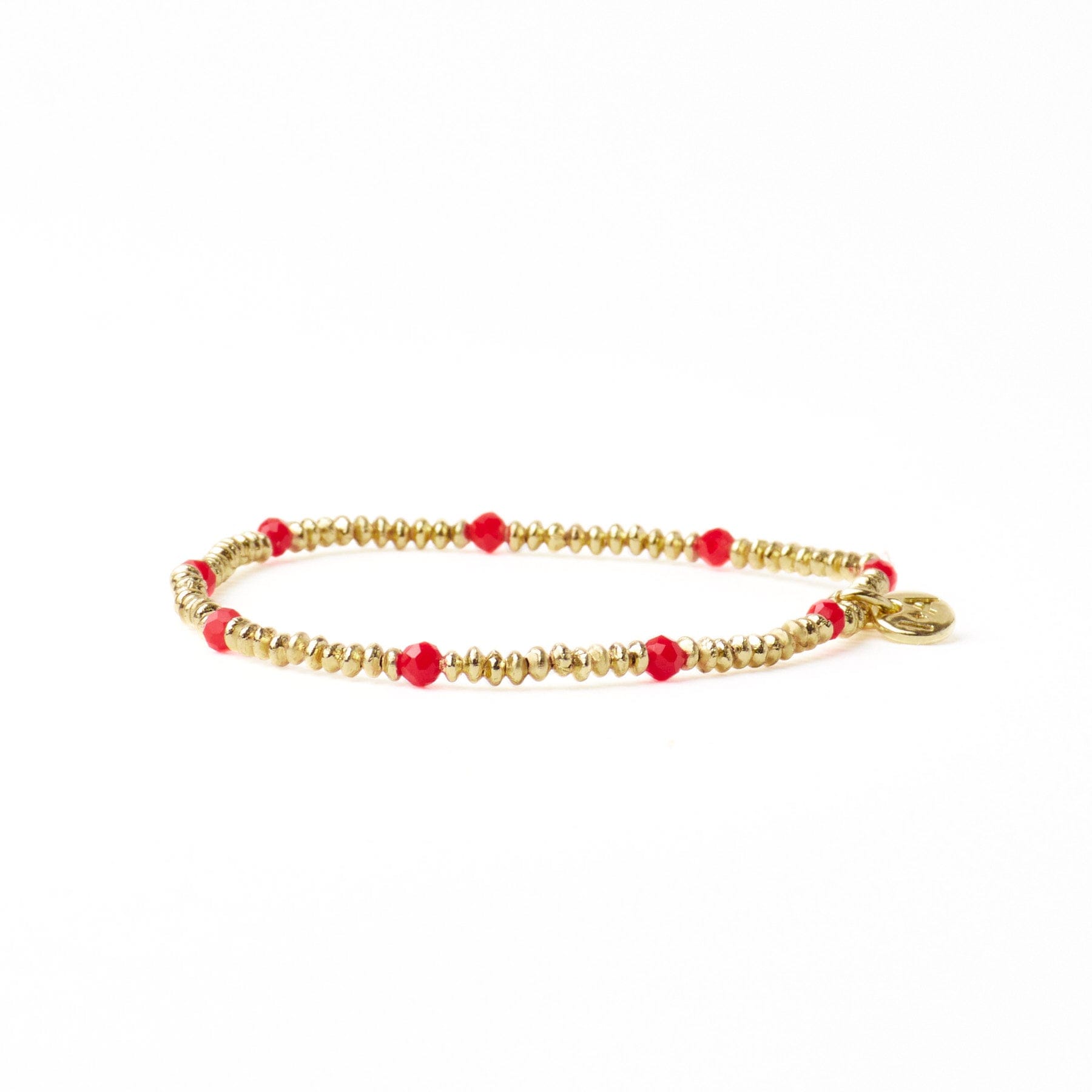 Ashley Small Brass + Crystal Stretch Bracelet Tomato + Gold Wholesale
