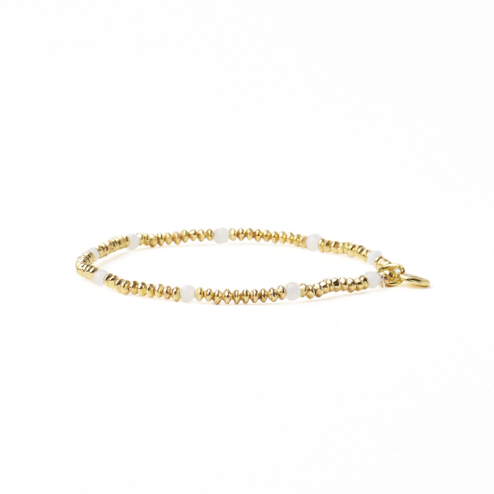 Ashley Small Brass + Crystal Stretch Bracelet White + Gold Wholesale