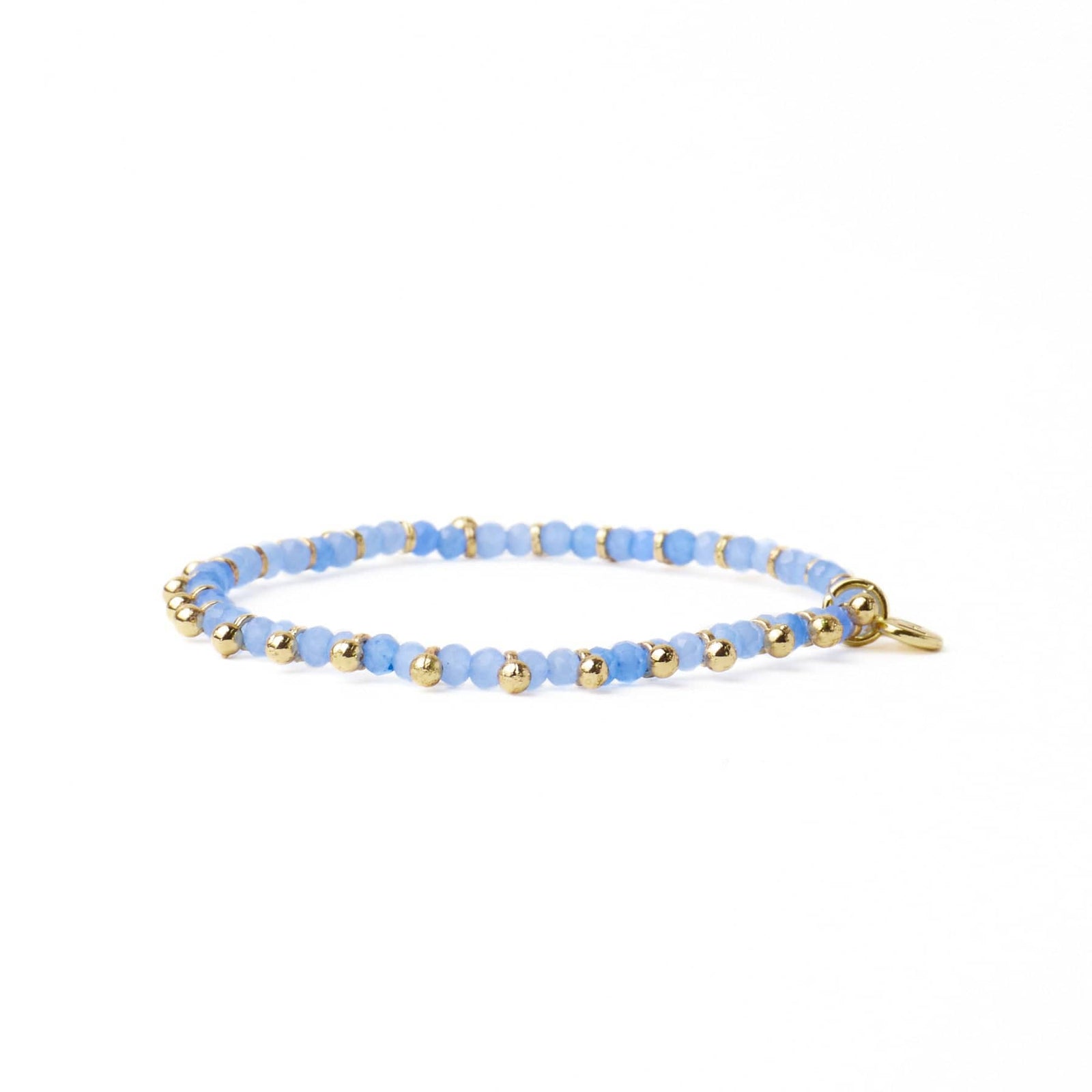 Kami Crystal With Brass Charm Stretch Bracelet Blue + Gold Wholesale