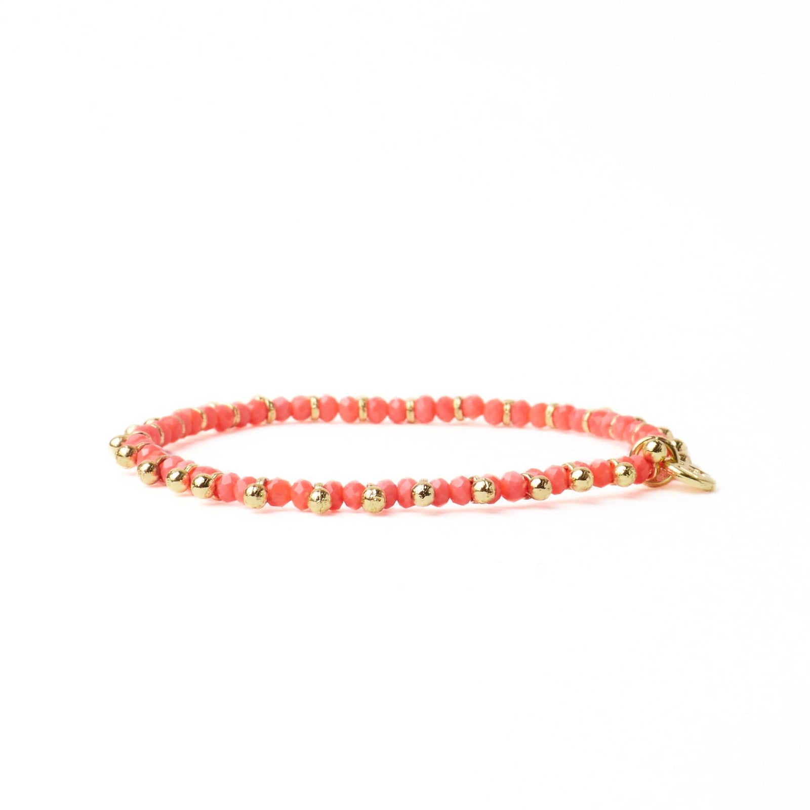 Kami Crystal With Brass Charm Stretch Bracelet Coral + Gold Wholesale