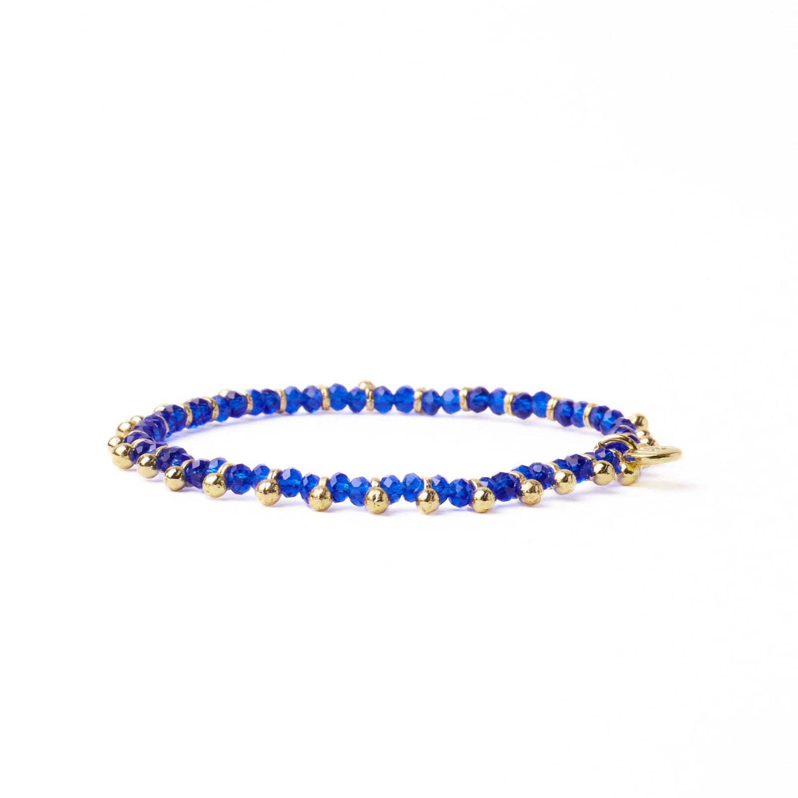Kami Crystal With Brass Charm Stretch Bracelet Lapis + Gold Wholesale
