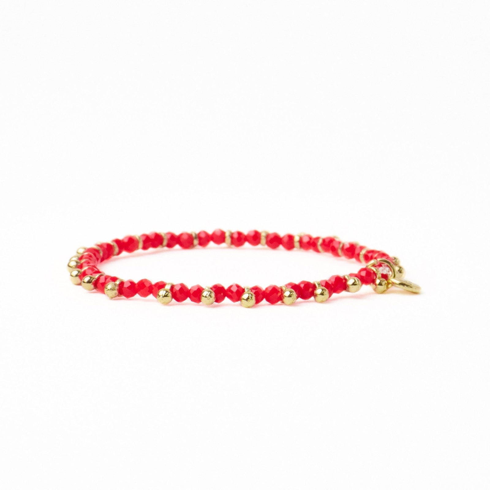 Kami Crystal With Brass Charm Stretch Bracelet Tomato + Gold Wholesale