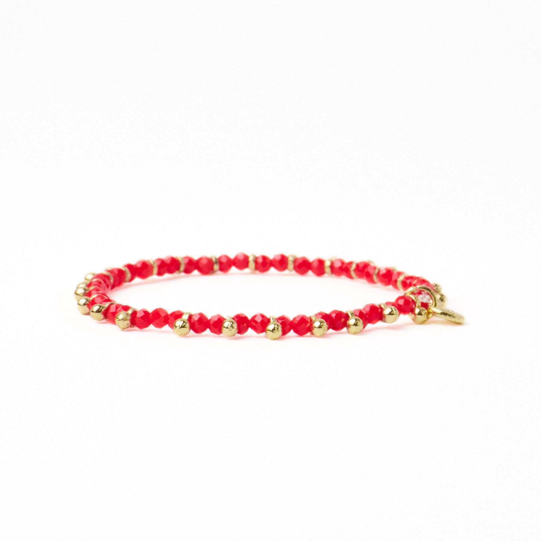 Kami Crystal With Brass Charm Stretch Bracelet Tomato + Gold Wholesale