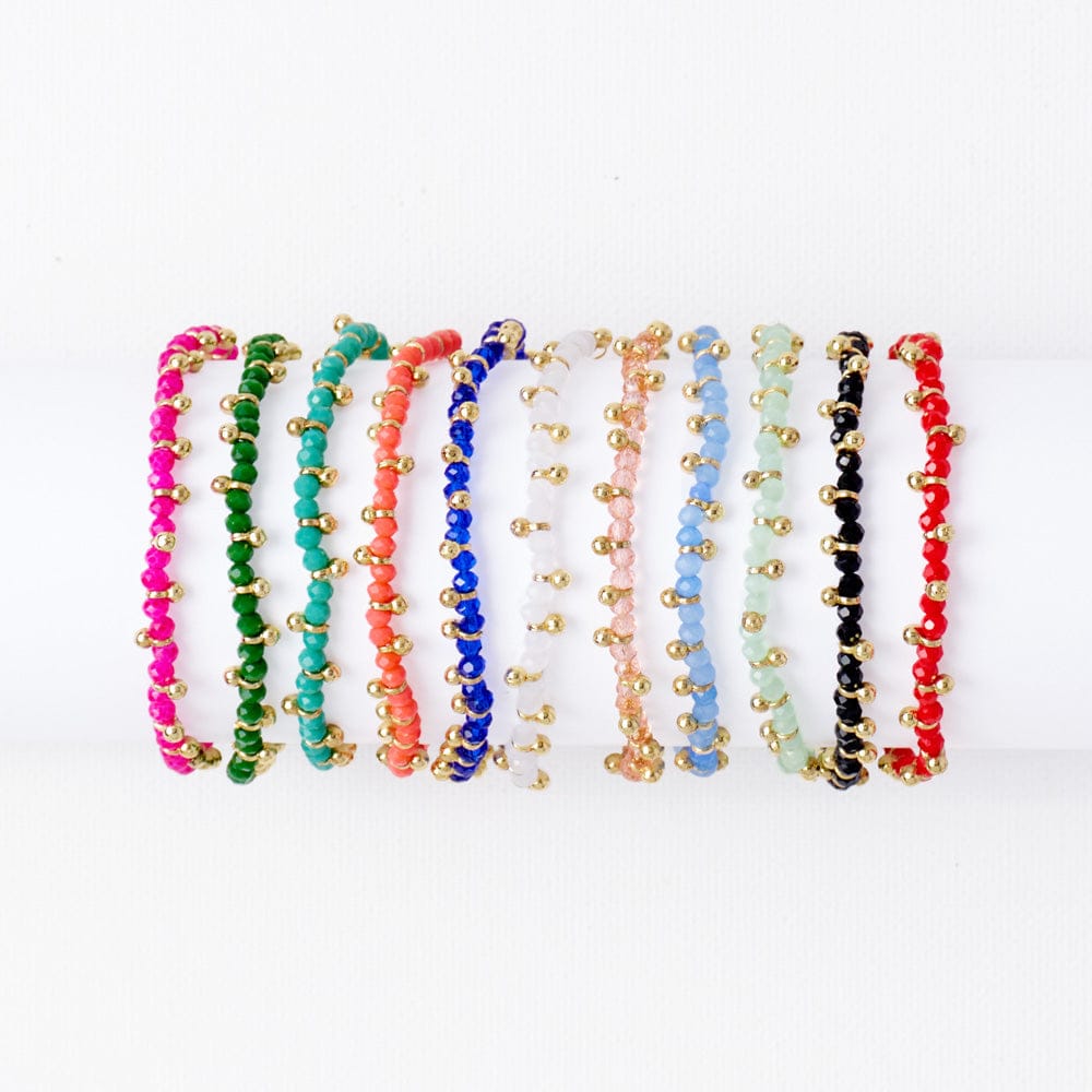 Kami Crystal With Brass Charm Stretch Bracelet Tomato + Gold Wholesale