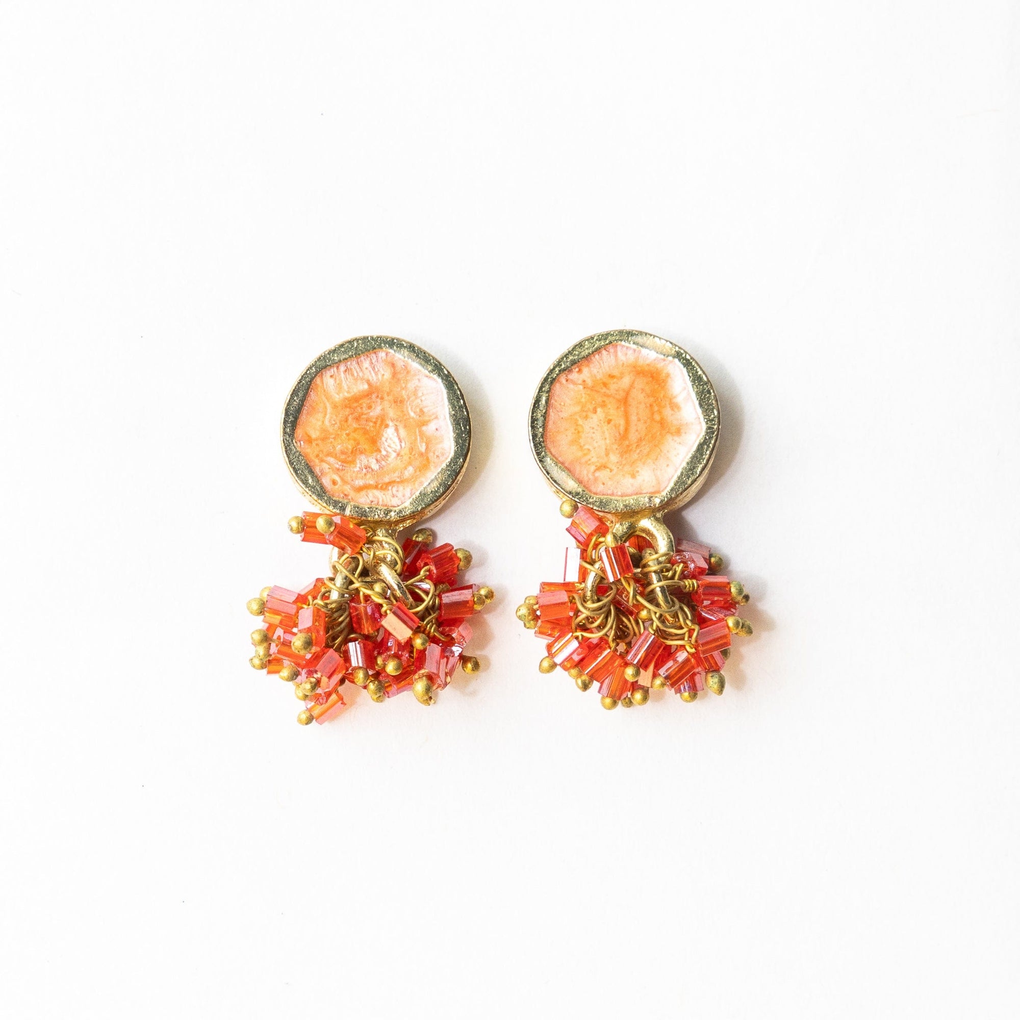 Kimberly Enamel Earring Coral