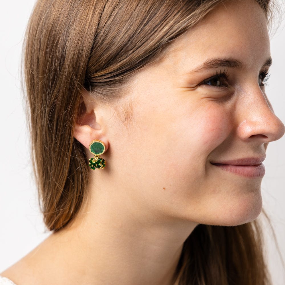 Kimberly Enamel Earring Leaf Green