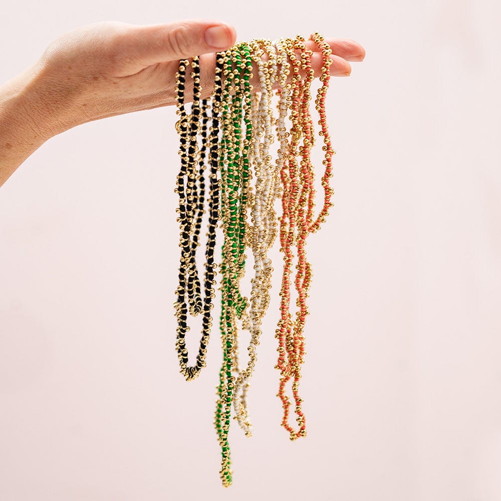 Rosemary Thread With Brass Extra Long Necklace Coral