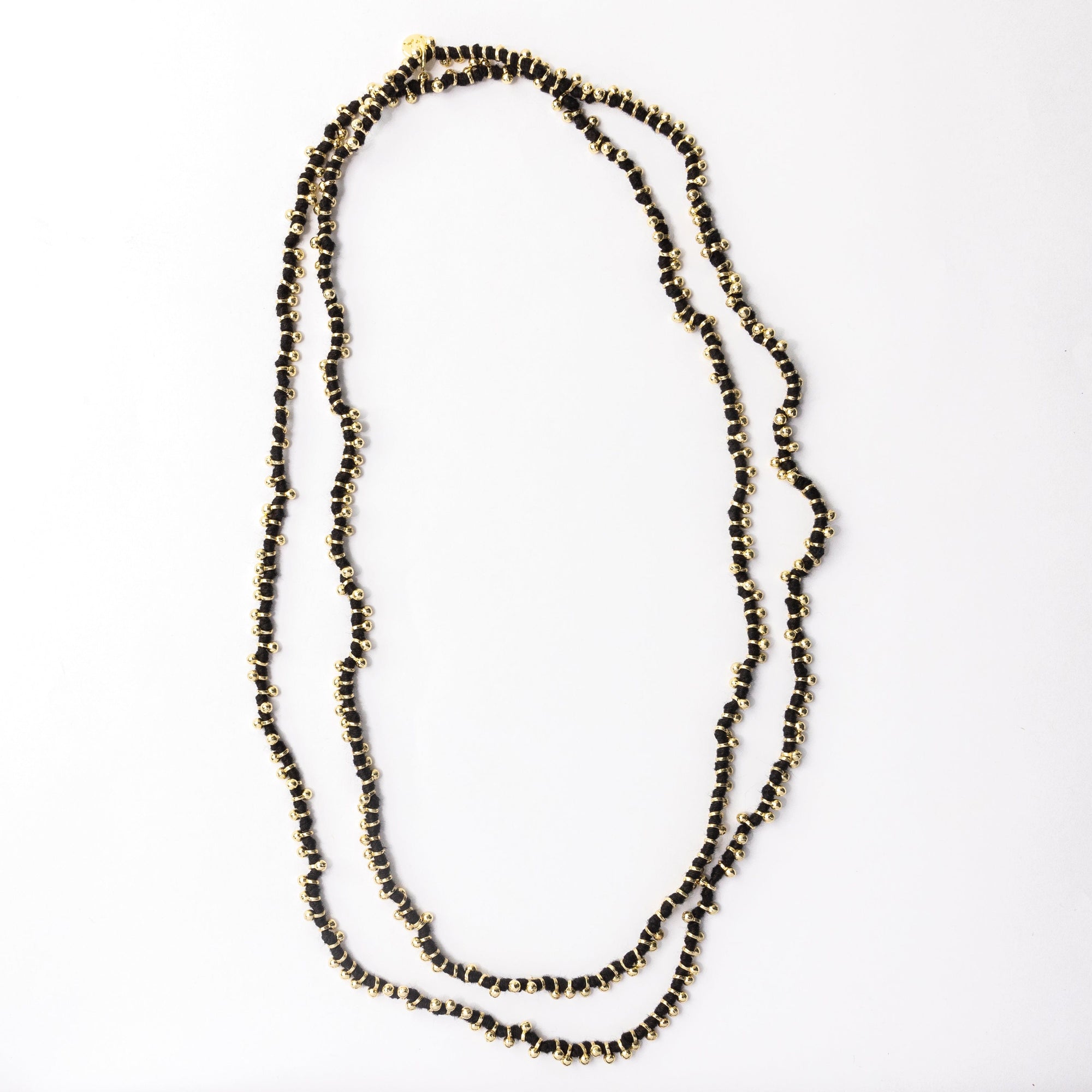 Rosemary Thread With Brass Extra Long Necklace Black