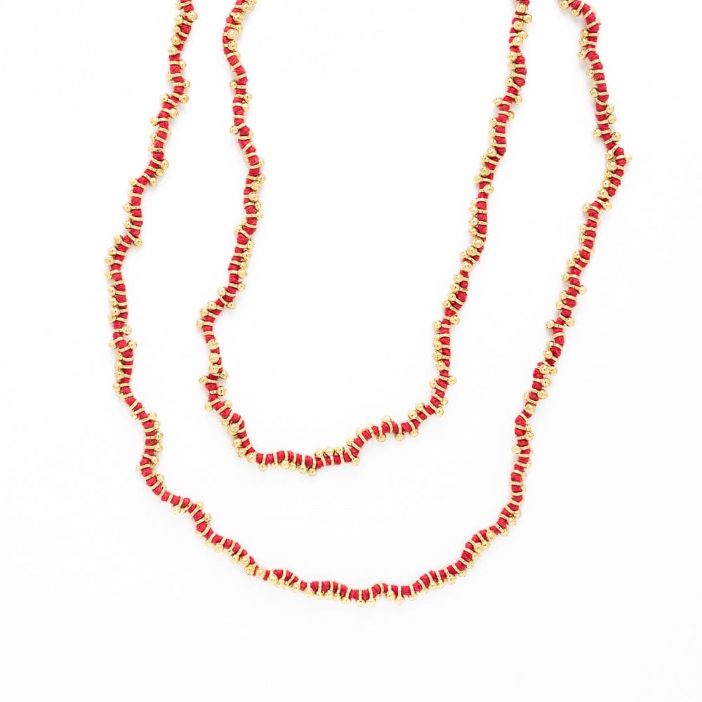 Rosemary Thread With Brass Extra Long Necklace Red Wholesale